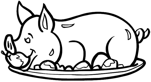 Pig on a platter vinyl sticker. Customize on line. Food Meals Drinks 040-0514